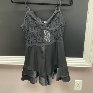 Lace and silk romper